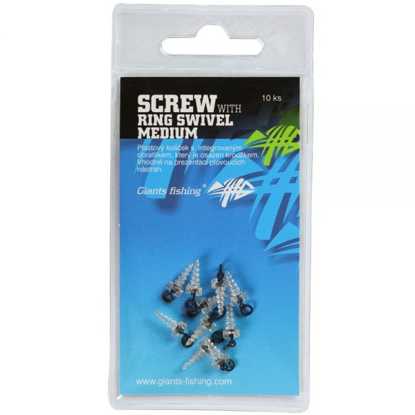 Giants fishing Štipec s obratlíkom a krozžkem Screw with Ring Swivel Medium 10ks