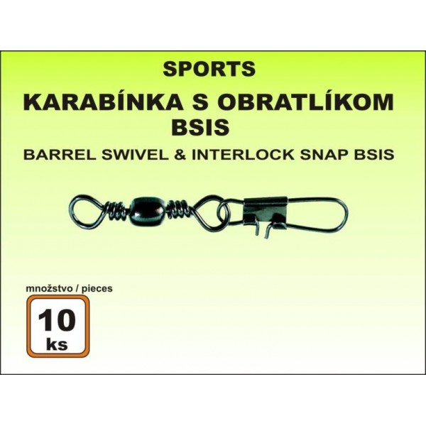 Karabínka s obratlíkom BSIS - 10ks v balení veľkosť 8 / 14kg