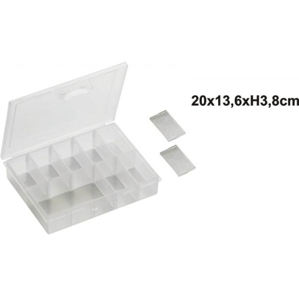 Uzatvárateľná krabička s posuvnými priehradkami Rozmer 13,5x10x2,7cm