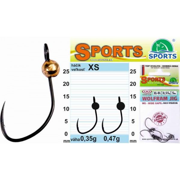 Vanfook Wolfram JIG-veľkosť XS, cena za 5ks balenie velkosť XS - 0,47g