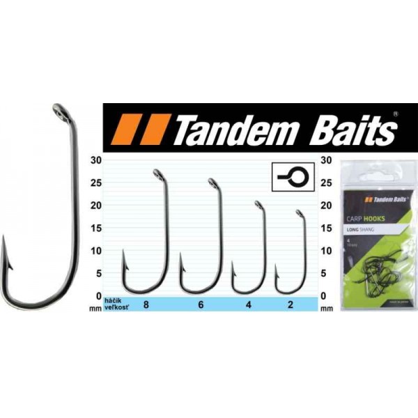 Kaprové rybárske háčiky Long Shank Tandem Baits 10 ks veľkosť 4, 10ks