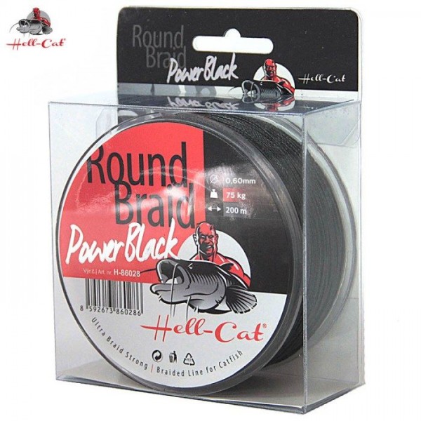 Hell-Cat Splietané šnúra Round Braid Power Black 200m | 0,70mm, 85kg