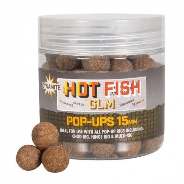Dynamite Baits Pop-Ups Hot Fish+GLM 15 mm (karton 6 ks)