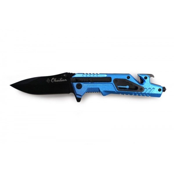 Nôž skladací Obsidian modrý 22cm + podpaľovač