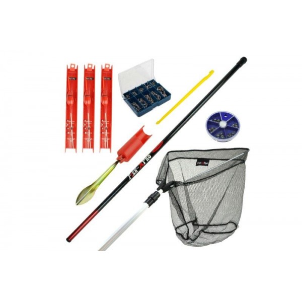 SET BIČ 3m podberák + háčiky + nadväzce s plavákom + príslušenstvo
