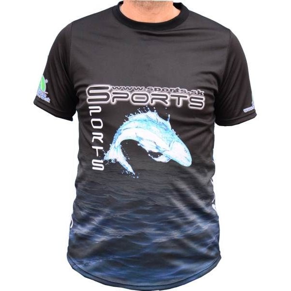 Dres SPORTS s logom ryby - čierne veľkosť XXL