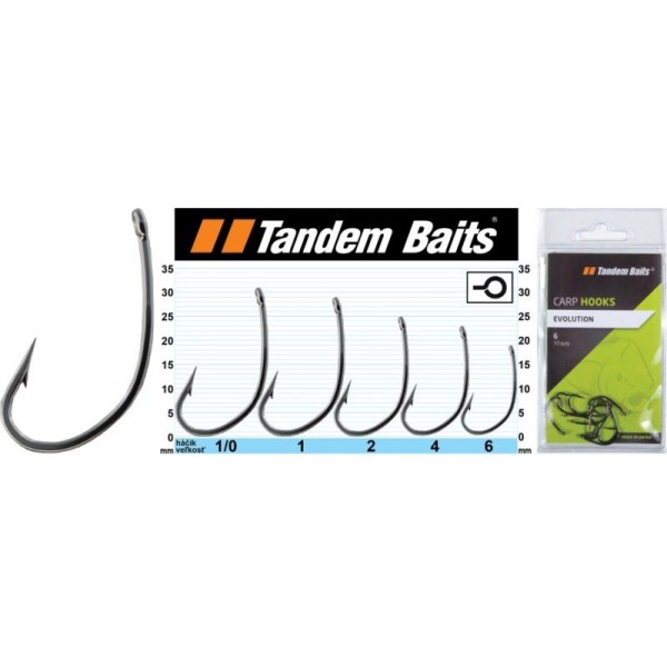 Kaprové rybárske háčiky Evolution - Tandem Baits 10ks veľkosť 4, 10ks