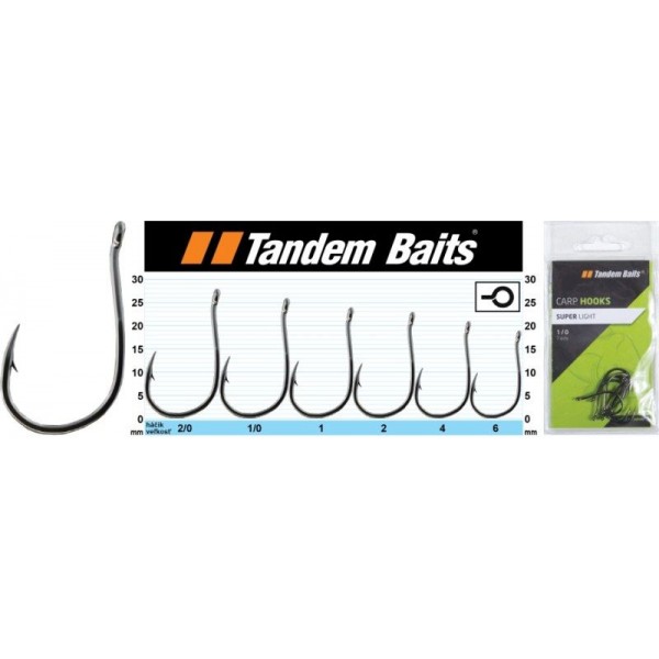 Rybarske háčiky kaprove Super Light - Tandem Baits veľkosť 1/0, 7ks