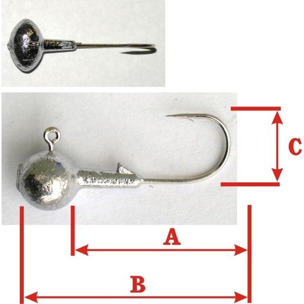 JIG háčik - VMC Ovál s kŕčkom 21,5g/háčik 4/0, A4,5cm, B5cm, C1,6cm