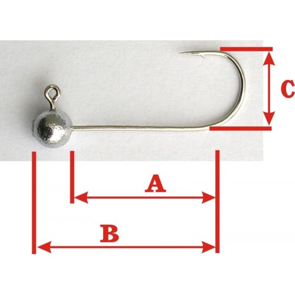 JIG háčik - VMC Guľa bez krčku 11,0g/háčik 4/0, A4cm, B5cm, C1,6cm