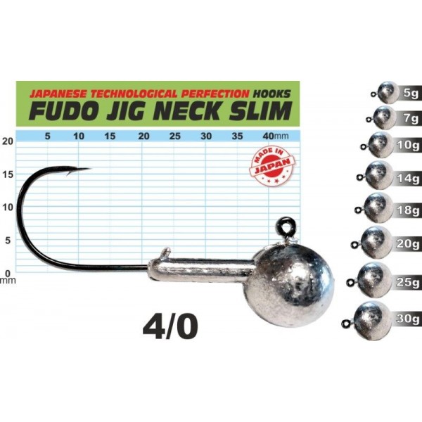FUDO JIG PROFI Slim s krčkom 4/0 Hmotnosť: 25g / 3ks